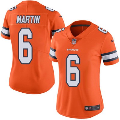 Nike Denver Broncos #6 Sam Martin Orange Women's Stitched NFL Limited Rush Jersey